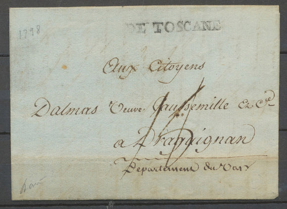 1798 Lettre DE TOSCANE, mis à ANTIBES, SUP X4110