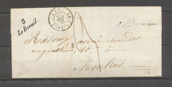 1848 Lettre ALLIER, 3/Le Breuil + C.15 La-Palisse, SUP X4131