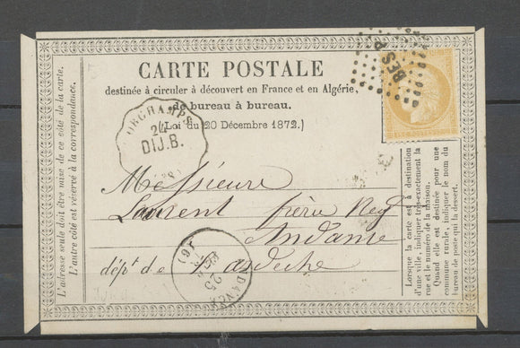 1873 Lettre Orchamps DIJ.B., conv. Station + BES.P/59, JURA X4144