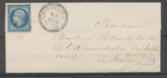 1862 Lettre C.22 La Ferté-Loupière, PC 4034 sur n°14, bureau fermé 4/1862 X4159