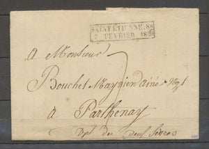 Lettre cachet d'essai SAINT ETIENNE 88/7 FEVRIER 1828, LOIRE X4167