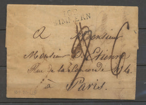 1812 Lettre marque linéaire 102/SIMMERN, Département conquis X4171