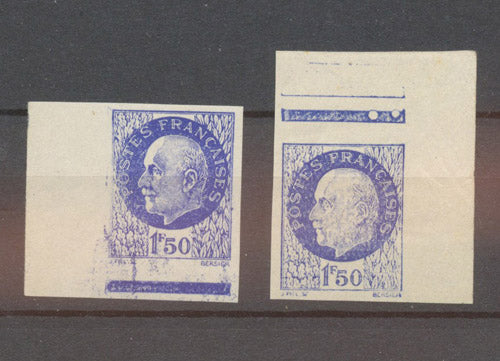 N°552c, 1f. 50 Pétain SANS SURCHARGE Non Dentelé, deux cdf, N** X4525