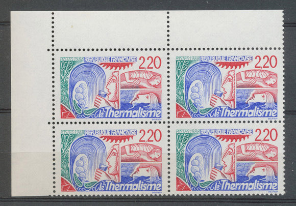 Variété N° 2556, Thermalisme, valeur en ROUGE, bloc de 4 cdf X4540