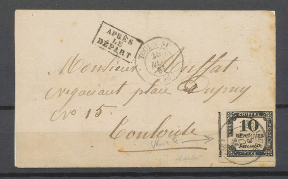 Lettre TAXE  10c TYPO obl. , TRES BELLE VARIETE D’IMPRESSION SUR POSTES X4544