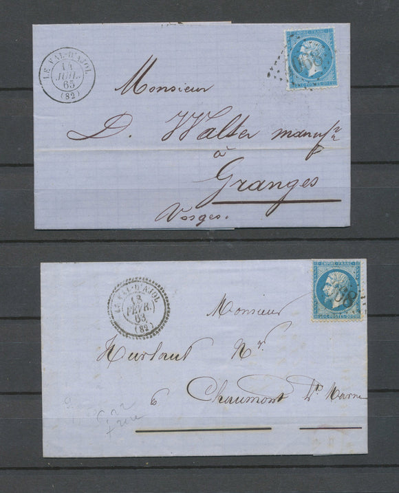 2 lettres GC4068 Le Val d’Ajol, C 22/ C 15, C 15 rare VOSGES(82) X4564