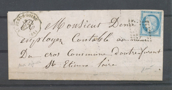 1873 Lettre conv.-station St Just-s-Loire BOE.ST E, non signalé LOIRE(84) X4572