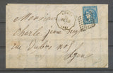 1871 Lettre 20c bordeaux ST Obl Ambulant + Conv Station Livron VAL.TAR X4675