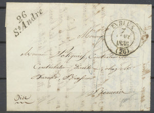 1836 Lettre Marque 26/St. André, 30mm, type très rare, + C 13 Evreux EURE X4677