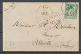 1876 obl. 5c Sage conv-station Rue AM.M RRR sur papiers d’affaires SOMME X4707