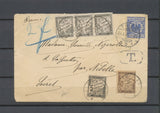 1897 Env. Allemagne 20pf, taxes noirs 5c + 15c bande de 3 + 10c bistre SUP X4809