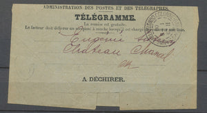 1908 Télégramme càd COLONNE RADDON STE ANNE/CONSTANTINE, SUP X4826