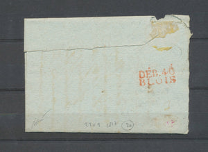 1817 Lettre LOIR-ET-CHER, DEB 40/BLOIS, 22x9, rare en rouge, Superbe X4859