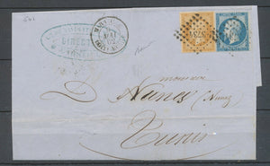 1862 Lettre MARSEILLE/BOITE MOBILE, càd + PC 3734 s/n°13 et 14, Salles 501 X4883