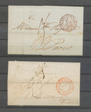 2 lettres Angleterre par Calais, grand càd rouge, 1834 évidé, 1836 dateur X4907