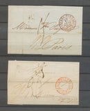 2 lettres Angleterre par Calais, grand càd rouge, 1834 évidé, 1836 dateur X4907