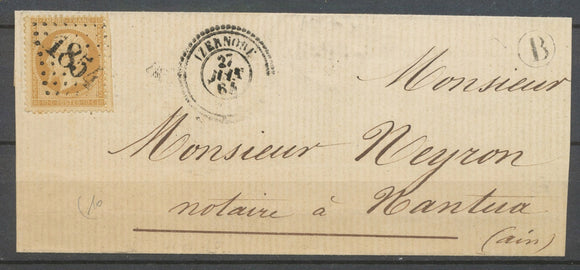 1864 Lettre Izernore AIN GC 1857 sur n°21 + CAD T22 TB Superbe X5049
