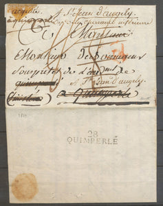 1813 Acquitté à Quimperlé + 28/QUIMPERLE  au dos (2ème type) Superbe X5062