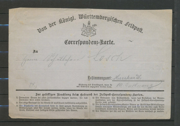 Août 1870 Carte de Feldpost de Thuilley-aux-Groseilles pour Allemagne Rare X5074