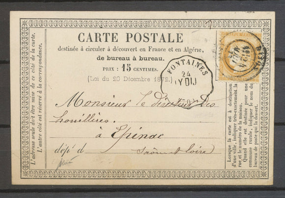 1873 CP Fontaines (LY-DIJ) conv.-station + C 17 Dijon s/59 Superbe X5083