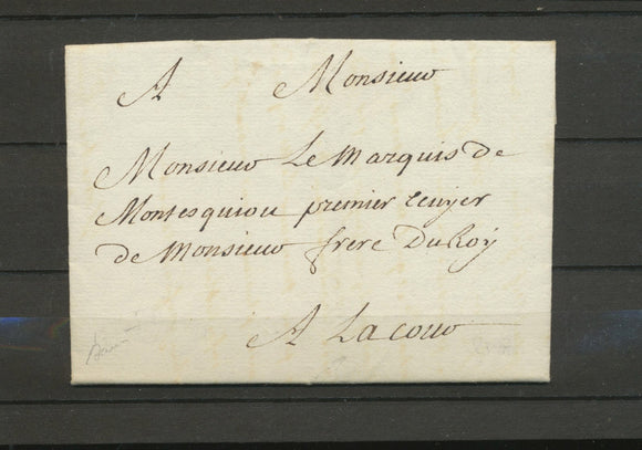 Franchise de la Cour de LOUIS XVI Lettre pr Marquis de Montesquiou Rare X5092