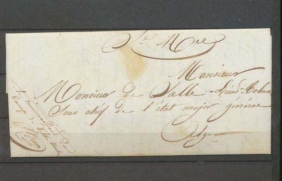 1840 Lettre franchise Le commandant du camp de Dely-Ibrahim Rare Superbe X5097