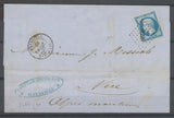 1861 Lettre PC 4226 Nice/n°14 + càd Marseille/Bat à Vap, Salles n°464 SUP X5113