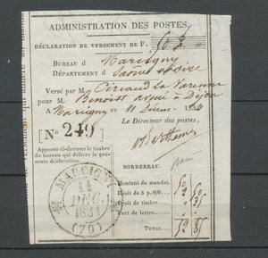 1831 Reçu des Postes Marcigny C 12, Superbe X5141