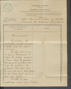 1909 Note de la Marine BOUGARONI/SEMAPHORE/CONSTANTINE càd bleu SUP X5144