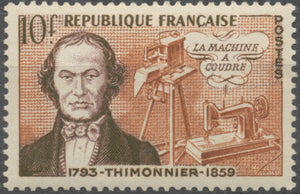 Inventeurs célèbres. Barthélémy Thimonnier (machine à coudre) 10f. Brun foncé et brun-rouge. Neuf luxe ** Y1013