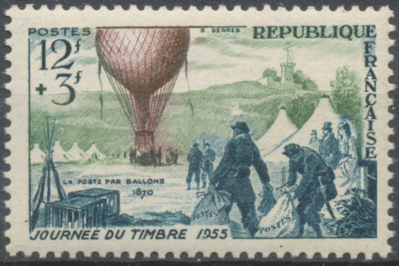 Journée du Timbre et 85e anniversaire de la PA. Départ d'un ballon-poste 12f. + 3f. Neuf luxe ** Y1018