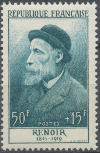 Célébrités du XIIe au XXe siècles. Pierre-Auguste Renoir 50f. + 15f. Bleu-vert. Neuf luxe ** Y1032
