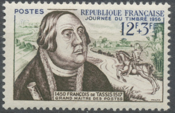 Journée du Timbre. François de Tassis et courrier à cheval. 12f. + 3f. Neuf luxe ** Y1054