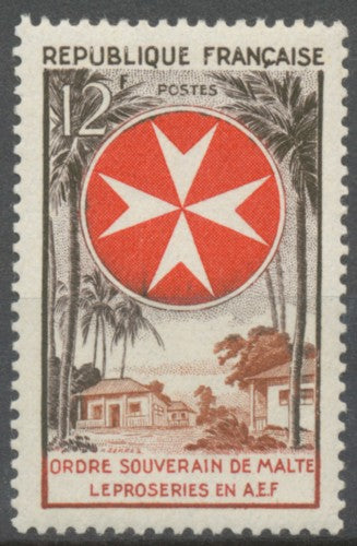 Ordre de Malte. Léproserie en A.E.F. 12f. Sépia, rouge et brun-rouge. Neuf luxe ** Y1062