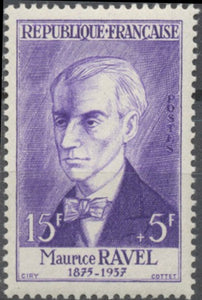 Célébrités du XVe au XXe siècles. Maurice Ravel, compositeur 15f. + 5f. Violet. Neuf luxe ** Y1071