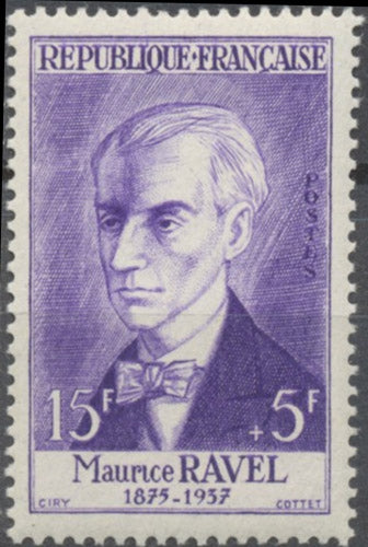 Célébrités du XVe au XXe siècles. Maurice Ravel, compositeur 15f. + 5f. Violet. Neuf luxe ** Y1071