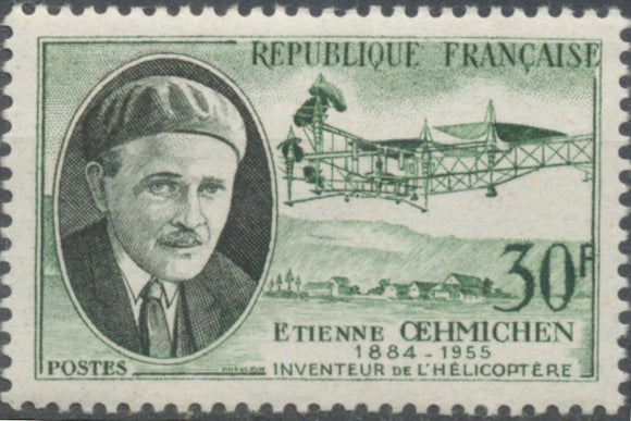 Savants et inventeurs. Etienne Oehhmichen, inventeur de l'hélicoptère  30f. Vert et vert-noir. Neuf luxe ** Y1098
