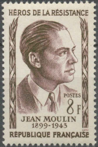 Héros de la Résistance (I) Jean Moulin 8f. Brun-lilas. Neuf luxe ** Y1100