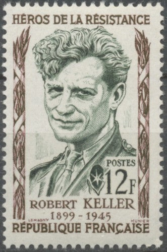 Héros de la Résistance (I) Robert Keller 12f. Bistre et vert foncé. Neuf luxe ** Y1102