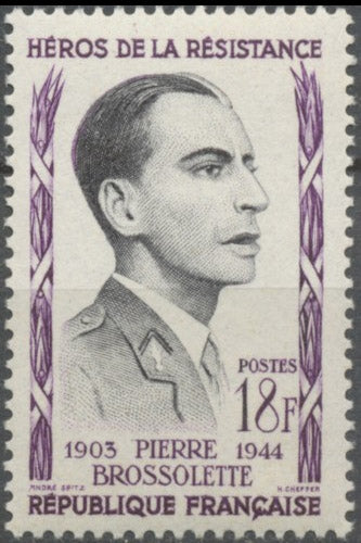 Héros de la Résistance (I) Pierre Brossolette 18f. Violet et noir. Neuf luxe ** Y1103