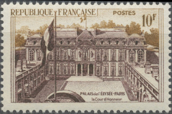 Série touristique. Palais de l'Elysée, à Paris 10f. Violet-gris et bistre. Neuf luxe ** Y1126