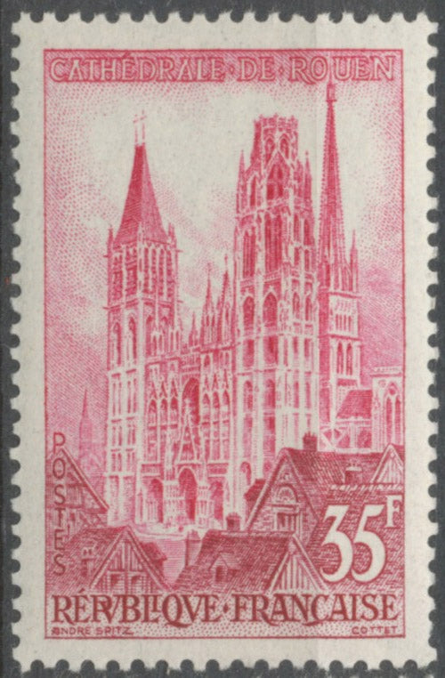 Série touristique. Cathédrale de Rouen 35f. Rose et lie-de-vin. Neuf luxe ** Y1129