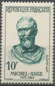 Célébrités étrangères. Michelangelo Buonarroti, dit Michel-Ange 10f. Vert-bleu. Neuf luxe ** Y1133
