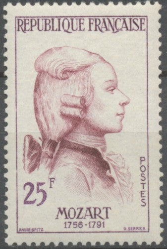 Célébrités étrangères. Wolfgang Amadeus Mozart 25f. Violet et brun-violet. Neuf luxe ** Y1137
