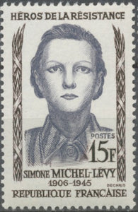 Héros de la Résistance (II) Simone Michel-Lévy 15f. Brun et gris. Neuf luxe ** Y1159