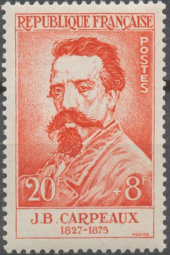 Célébrités. J.-B. Carpeaux (autoportrait)  20f. + 8f. Rouge. Neuf luxe ** Y1170