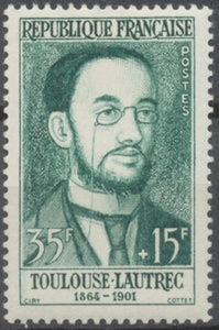 Célébrités. Toulouse-Lautrec  35f. + 15f. Vert-bleu. Neuf luxe ** Y1171