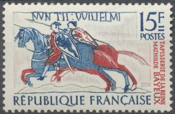 Fragment de la tapisserie de la reine Mathilde, à Bayeux. 15f. Rouge et bleu. Neuf Luxe ** Y1172