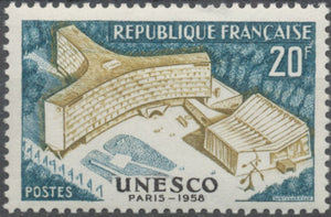 Inauguration du palais de l'U.N.E.S.C.O., à Paris. 20f. Bistre et bleu-vert. Neuf luxe ** Y1177