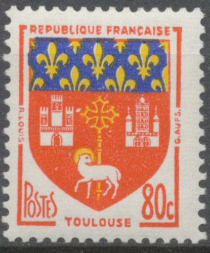 Armoiries de villes (III) Toulouse. 80c. Rouge, bleu et jaune. Neuf luxe ** Y1182